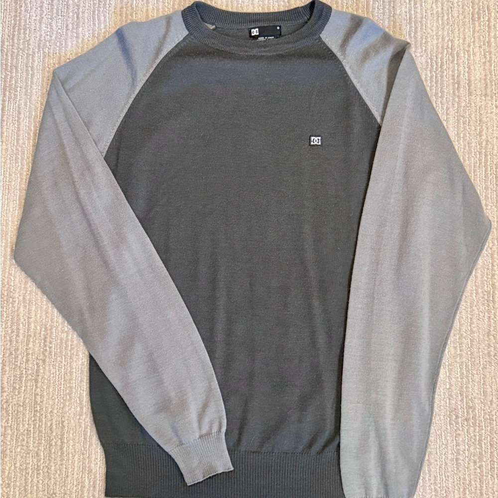 DC Men's Two-Tone Gray Crewneck Sweater